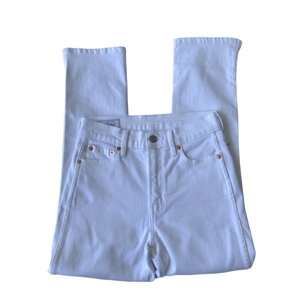 GAP Vintage Slim High Rise White Denim Jeans 24 / 00 Petite 5 Pocket Straight